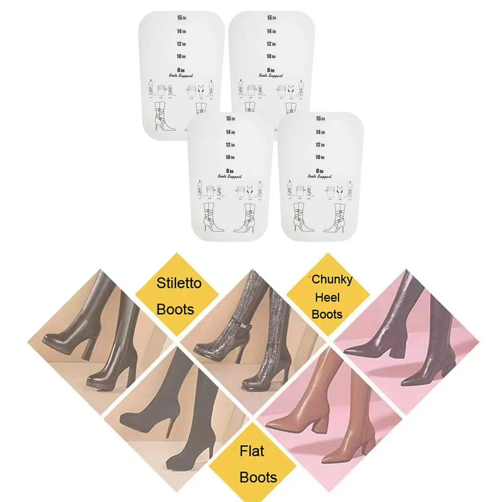 4x Boot Shapers Form Inserts Keeper for Women Lady Most Shoes Portable Organizer Tool Tall Boots Support Holder for Daily Use