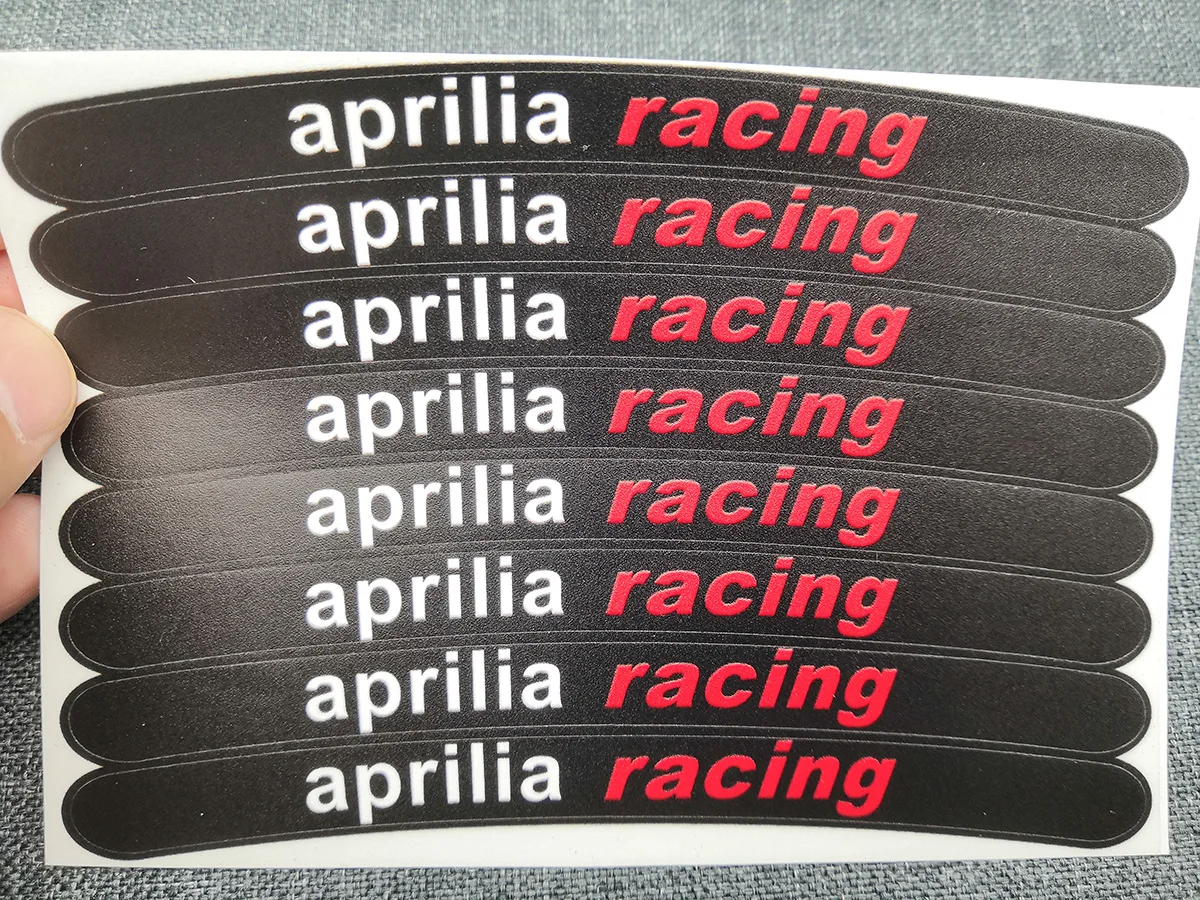 8 X Aprilia Racing Motorcycle Stickers Wheel Decals Rim Laminated Rs Rsv Tuono Accessories Moto