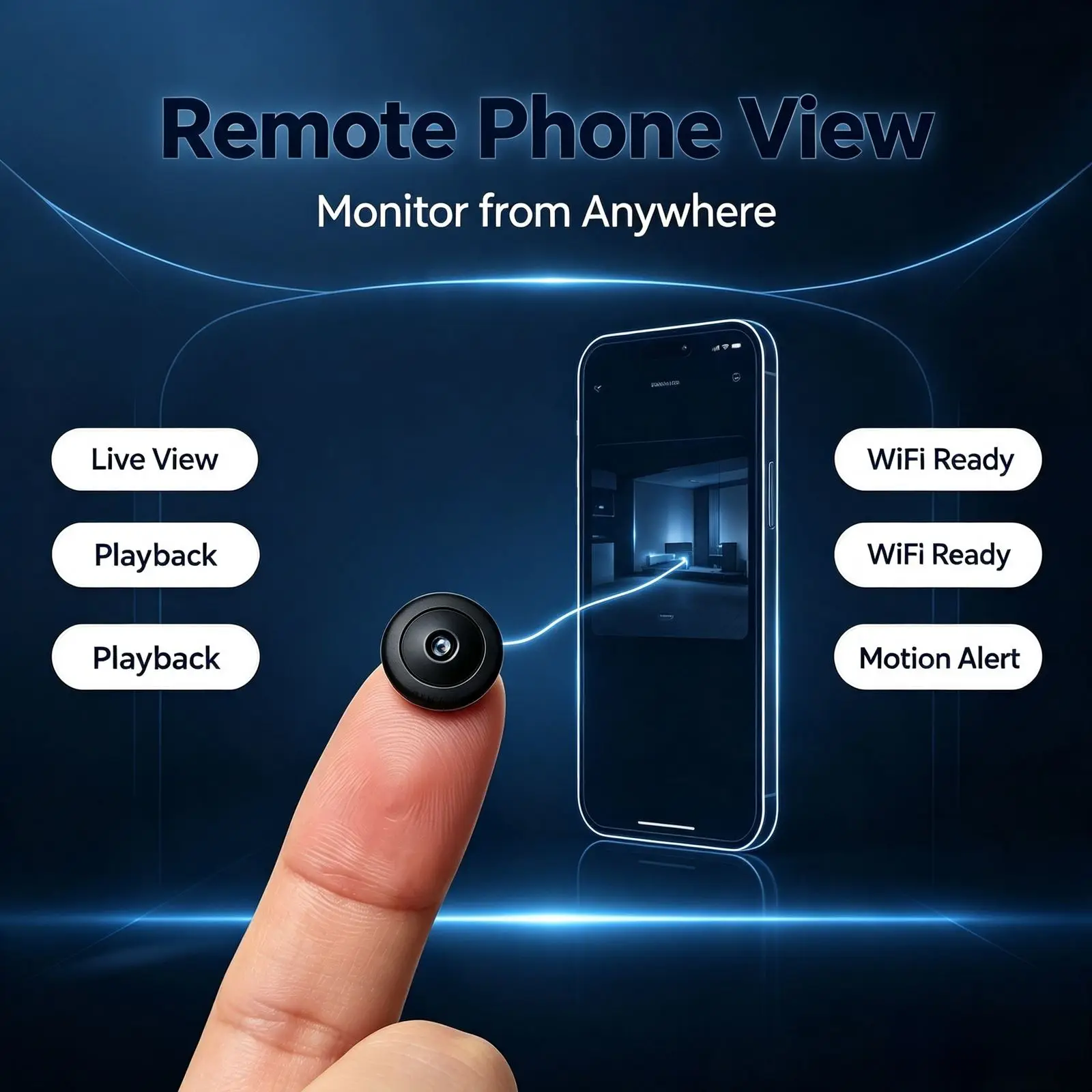 Mini WiFi  Camera, 4K HD Small Nanny Cam with Infrared Night Vision, Smart Motion Detection Alert Push, Two‑Way Audio Intercom, Remote Phone Live View & Video Playback, TF Card & Cloud Storage, Multi‑User Sharing, Wireless Tiny Portable Surveillance Ca