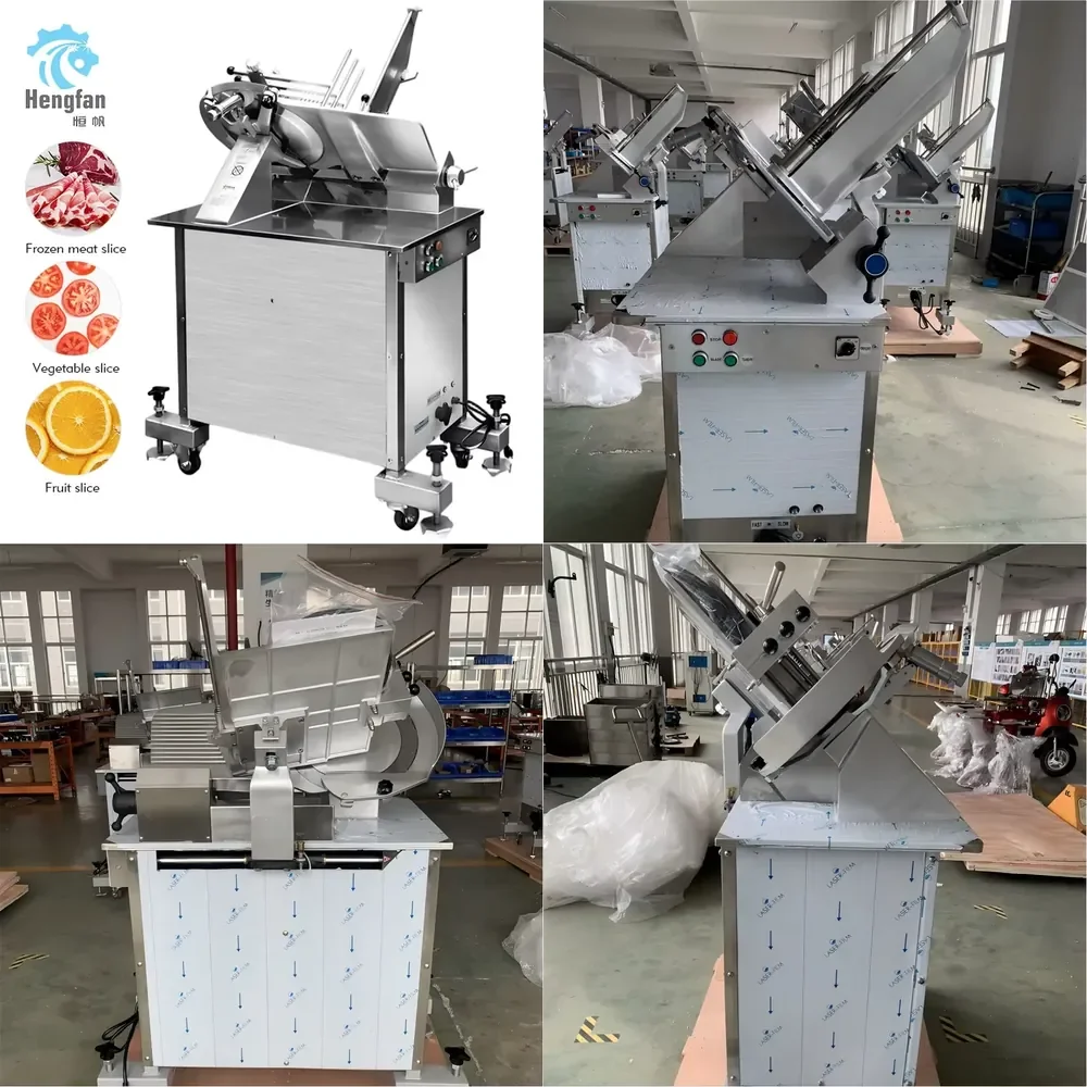 

Heavy 14 Inch Automatic Frozen Meat Slicer Commercial Electric Mutton Beef Slicing Machine 750W*2 for Butcher Shop