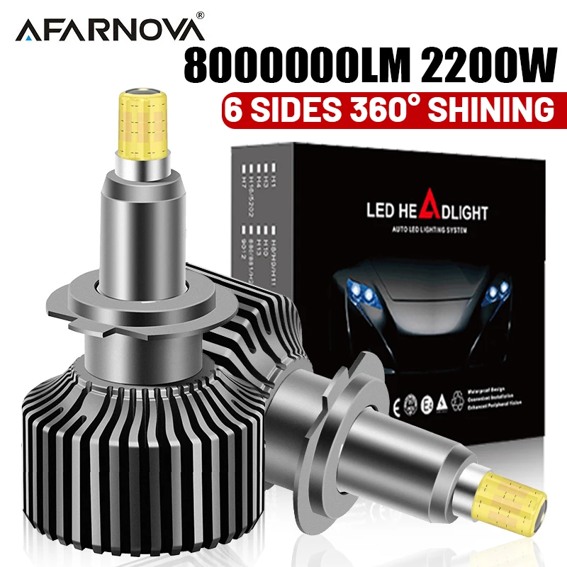 

3D 360 H7 H4 Светодиодные фары 2200 Вт Высокая мощность H11 H1 9012 9005 9006 Canbus Led 6-Side 9084 CSP Турбо Автомобильные фары Противотуманные фары 12 В 6000 К