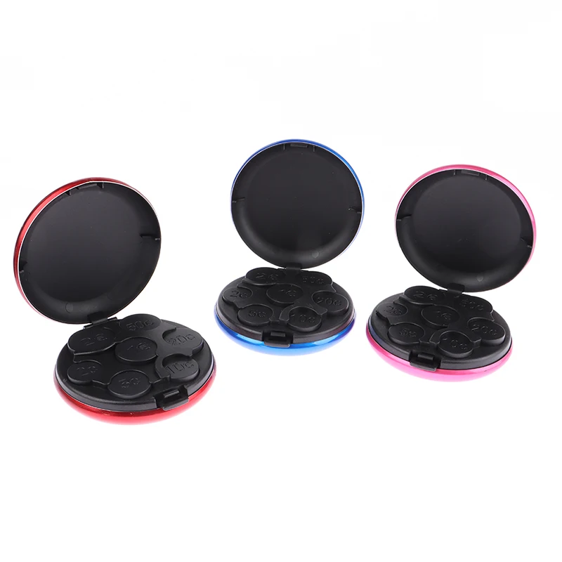 Round USD/Euro Coin Dispenser Storage Coins Purse Wallet Holders Storage Box Aluminum Alloy Plastic Coins Purse Wallet Holders