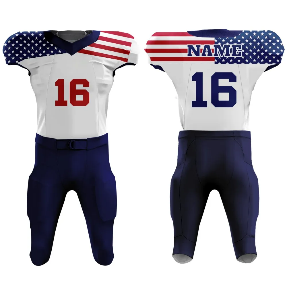 Custom Football Jerseys American Flag Design T-shirts USA Stars and Stripes T-Shirt Pants for Team Uniforms Outdoor Sportswear