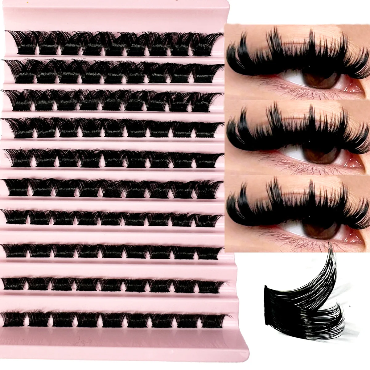10 linhas de cílios postiços grupos individuais cílios cluster aparência natural onda fofo cluster cílios diy extensão de cílios maquiagem