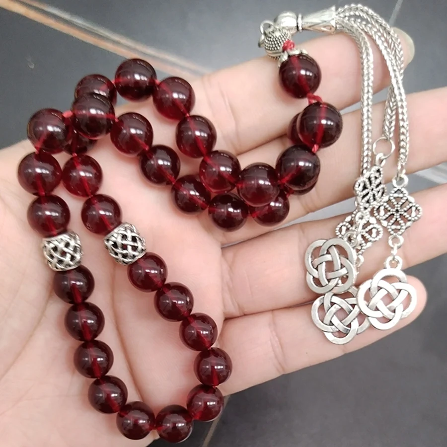 Tasbih Red Resin muslim prayer beads islamic fashion Bracelets ramadan Eid gift arabic accessories on hand misbaha