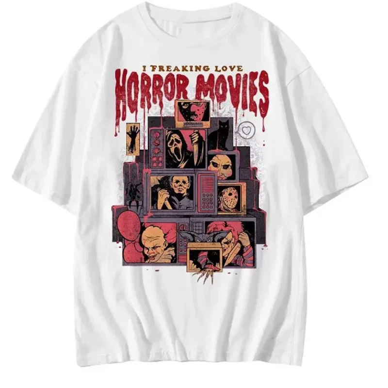 Horror Movies T-irt Death Ghost Men Women Clothing Cleanfit Sle A-Line Sve Linen Material Ladies' T-irt