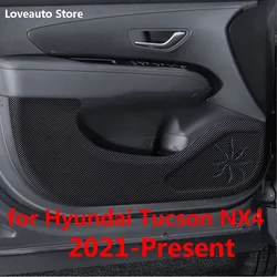 For Hyundai Tucson NX4 2021-2025 Car Door Protector Pad Door Plank Anti Kick Anti-dirty Pad Mat Decoration Leather Strip