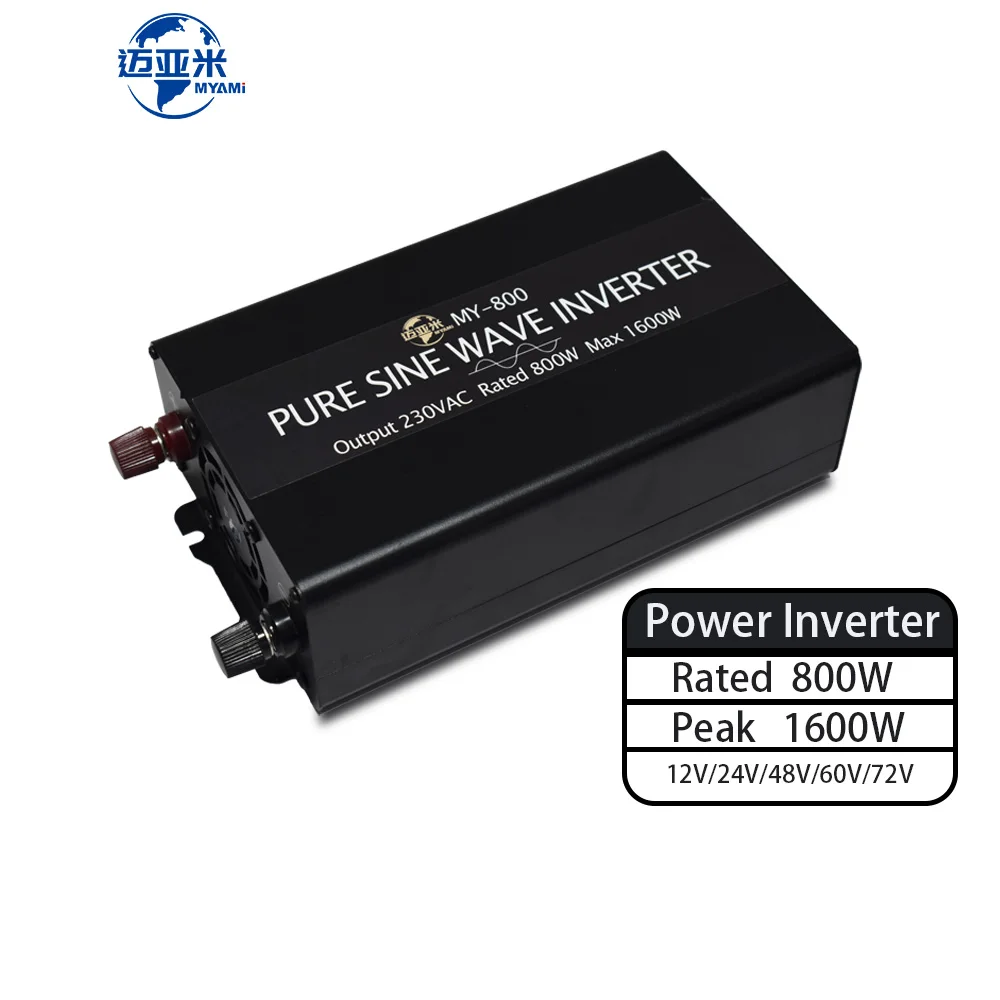 MYAMI New 12V 24V 48V 60V 72V  DC TO  110VAC 220VAC Micro 800W  Power Inverter Pure Sine Wave Inverter Solar Inverters