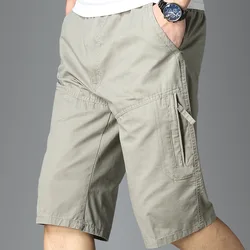 Sommer locker lässig gerade reine Baumwolle Shorts männlich einfarbig Mode Tasche knielange All-Match-Hose Männer kurze Hose