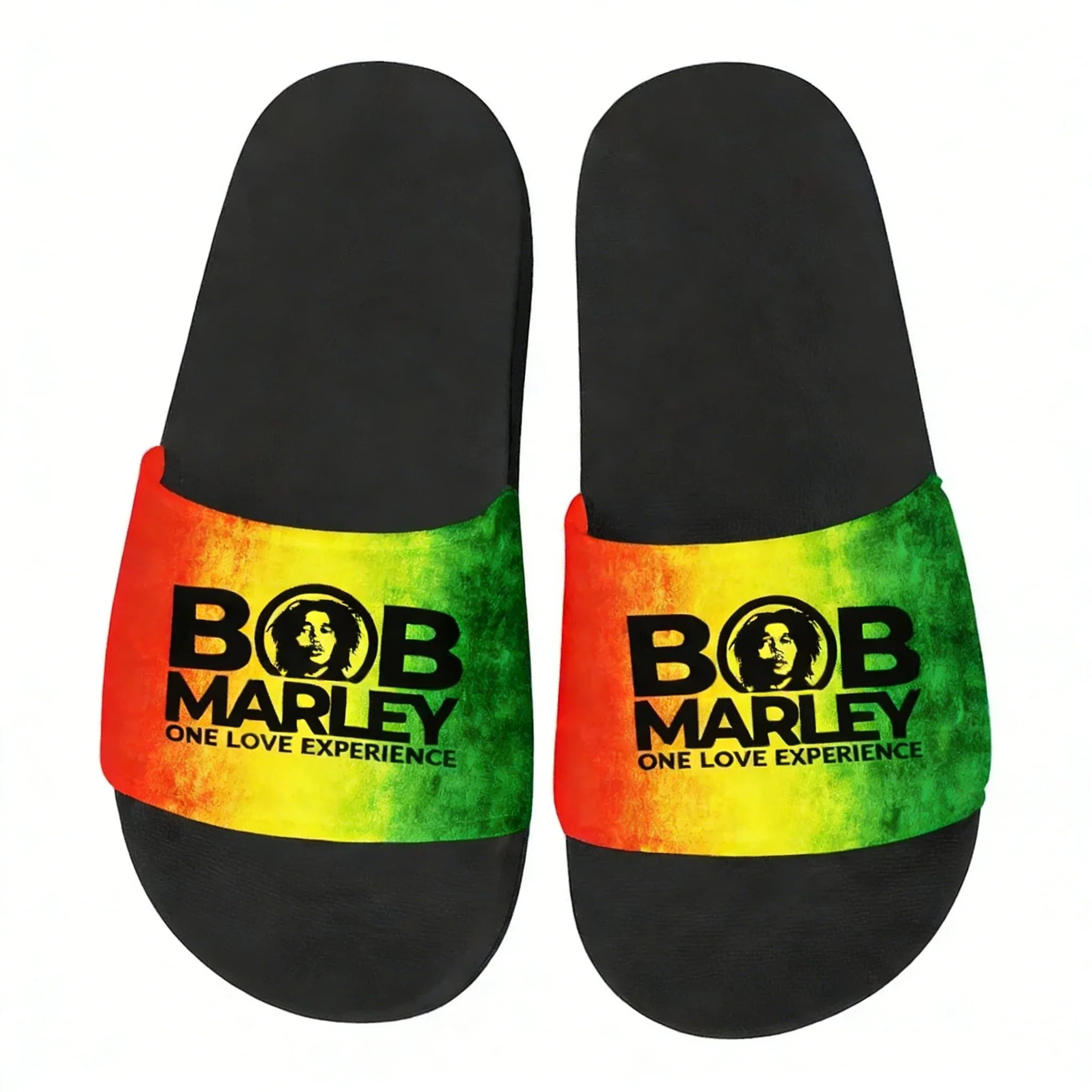 Bob Marley Reggae Rasta Slippers Man Woman Boy Girl Tailor Made Slides Sandals Photo Text Customized Bath Shoes Water Shoe