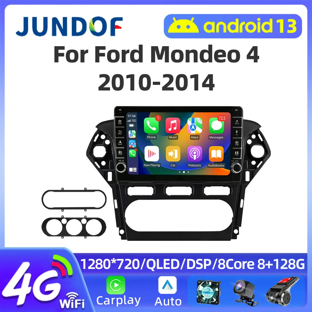 Jundof Voice Wireless CarPlay Android 13 Auto Radio for Ford Mondeo 4 mk4 2010-2013 2014 4G Car Multimedia GPS 2din autoradio