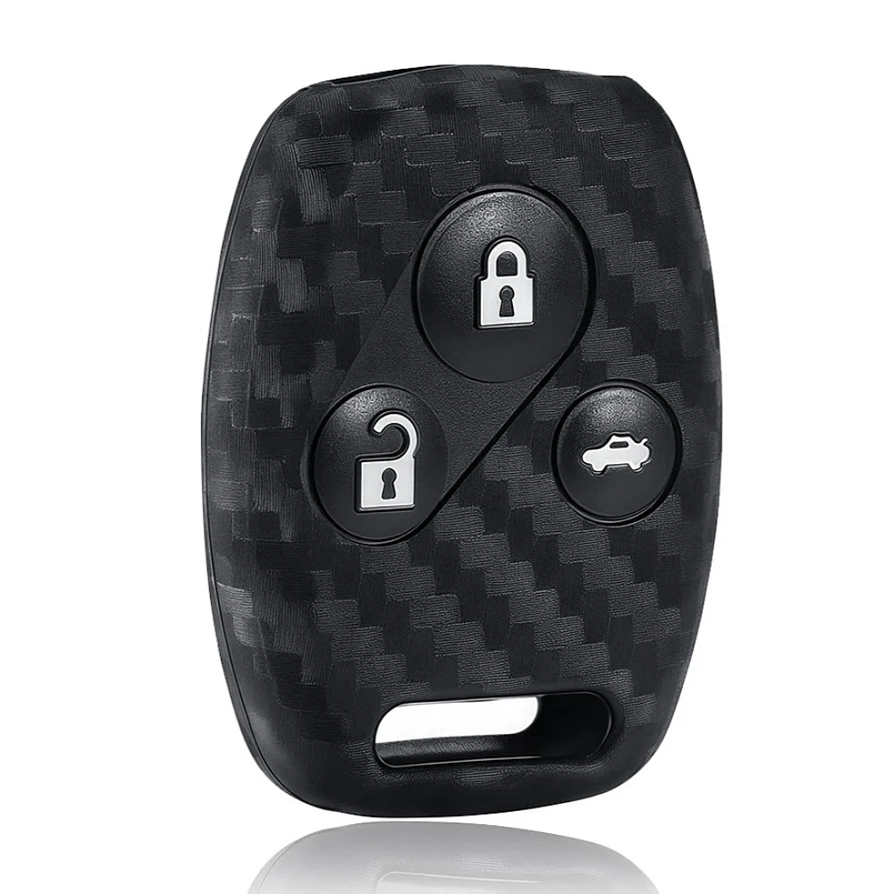 Carbon Fiber Silicone 3 Buttons Car Key Fob Cover Sport Racing Style Auto Key Shell For Honda CR-V Civic Insight Fit SRV FRV