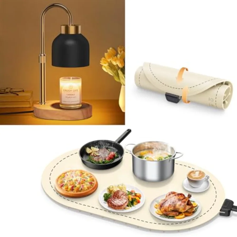 10S Fast Heating Silicone Food Warmers for Parties Buffet, Candle Warmer Lamp with Dimmer Adjustable Height