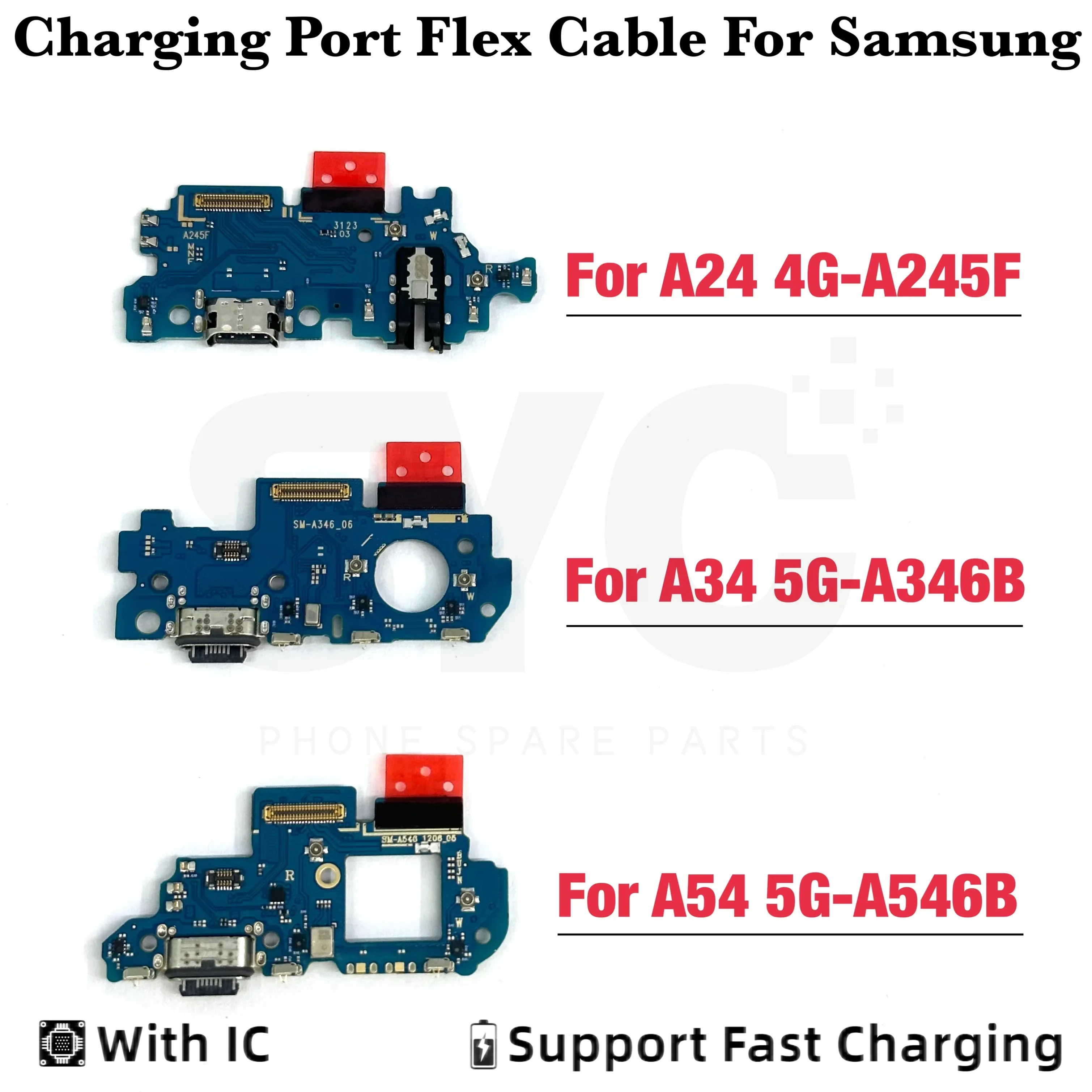 OEM Złącze Portu Ładowania USB Flex Cable do Samsung A24 4G A34 A54 5G A245F A346 A546