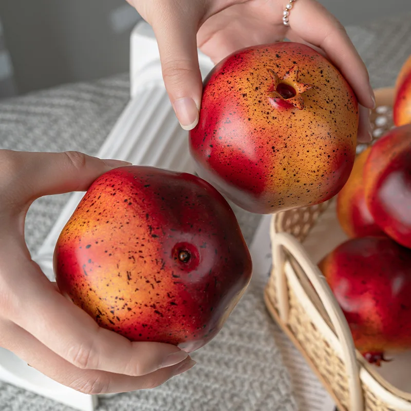 Simulation Pomegranate Artificial Fruits Model Fruit Shop Display Sample Kitchen Ornaments Photography Props DIY Party Home Deco