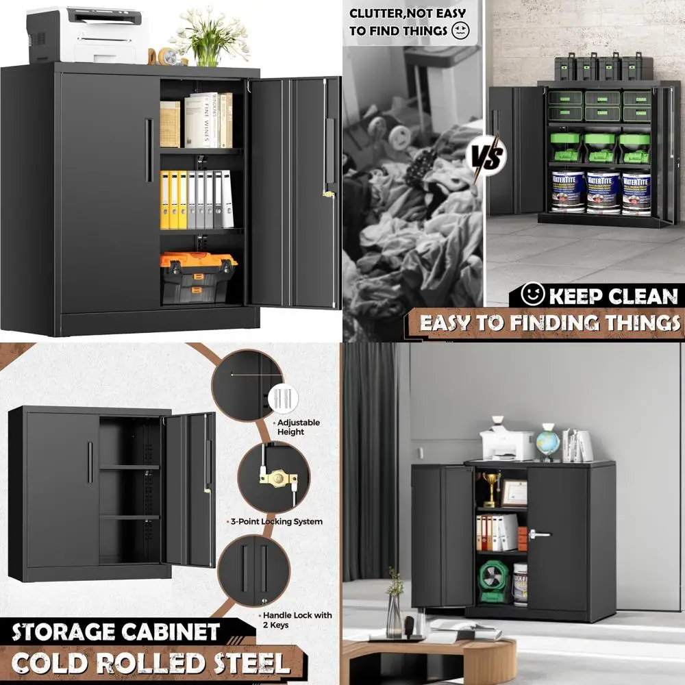 

secure metal storage cabinet with adjustable shelves and counter height design