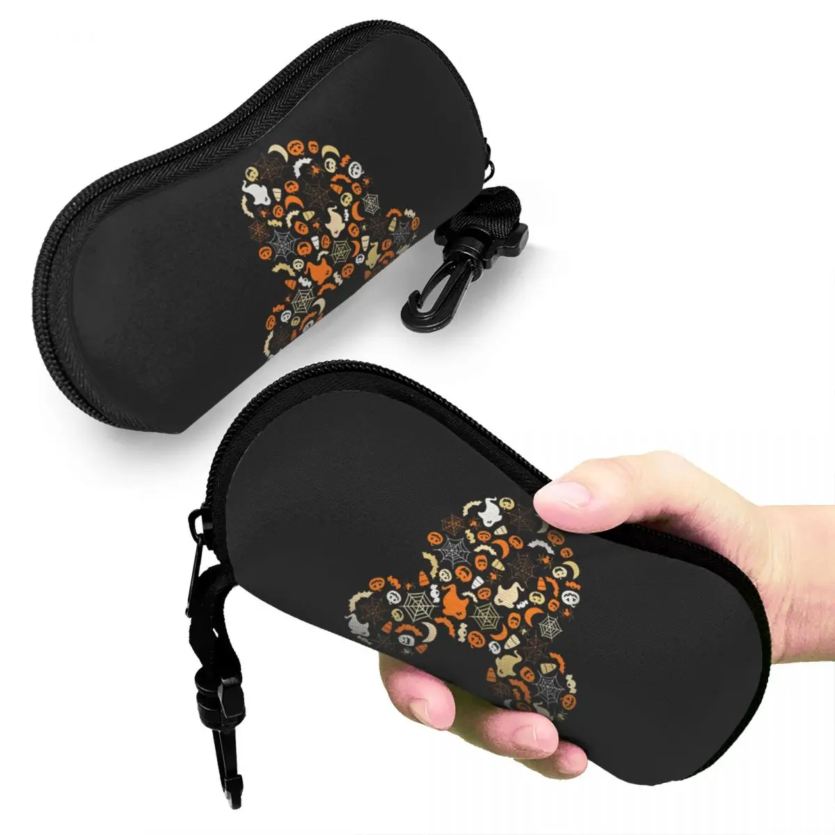 Mickey Mouse Halloween Ghosts Pumpkins Spiders Glasses Case New Zipper Reading Storage Box Anti-Pressure Sunglasses Box