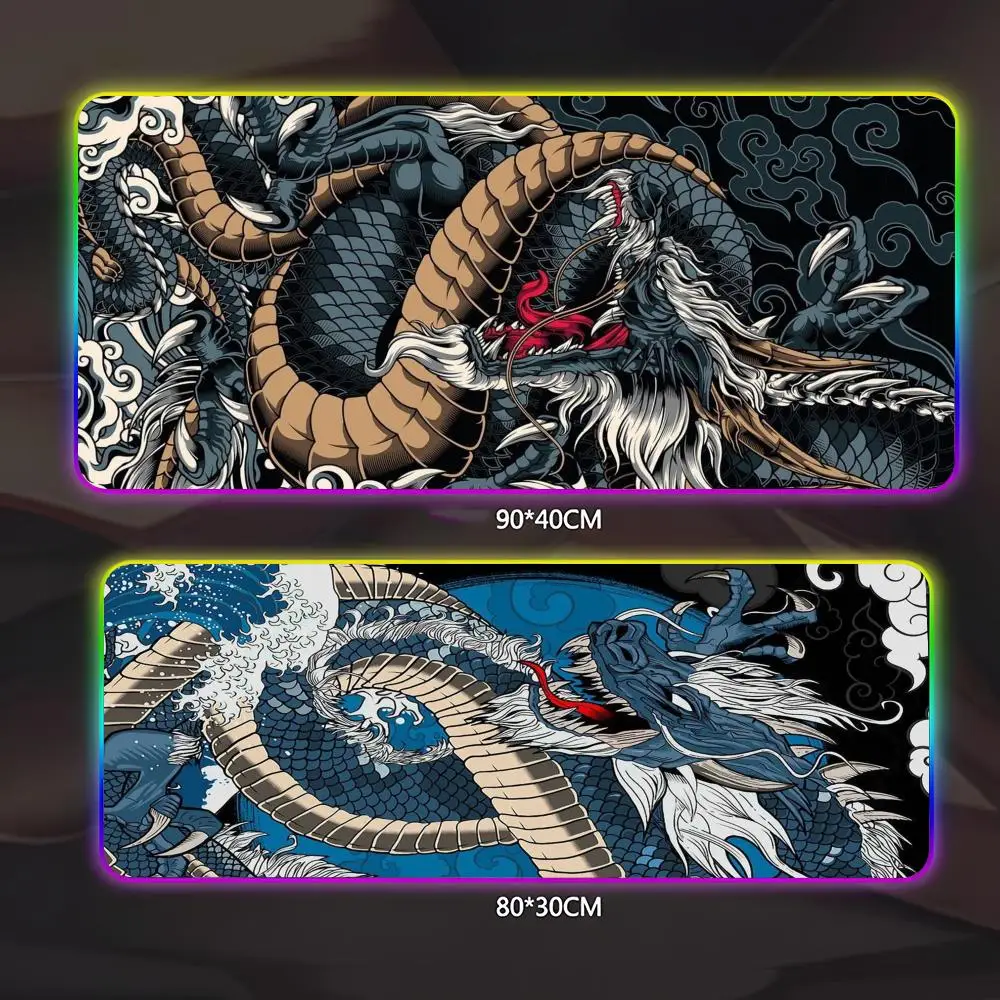 

Black And White Divine Dragon Mouse Pad Gamer Luminescence Led Mouse Pad Gaming Table Rgb Deskmat Keyboard Pc Mousepad