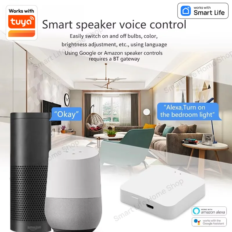 Corunsmar Tuya Bluetooth Smart Light Bulbs A19 E26/27 RGBCW Dimmable Light LED Lamp Smart Life Voice Work with Alexa Google Home