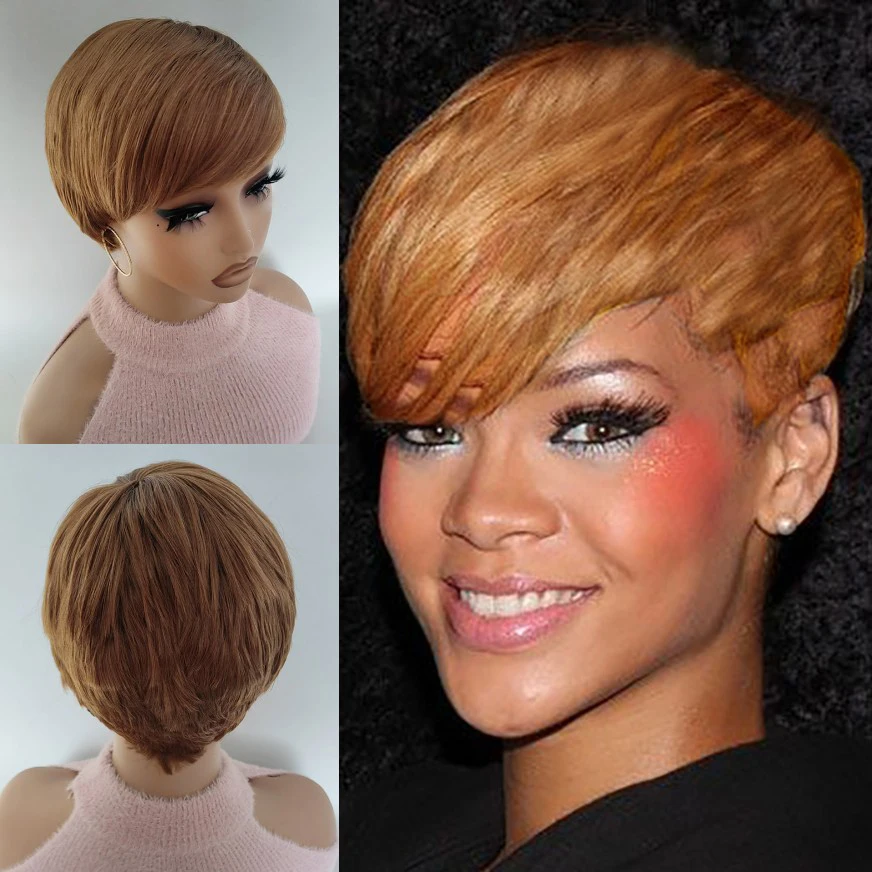 Highlight Synthetic Wigs Short Straight Pixie Cut Wig