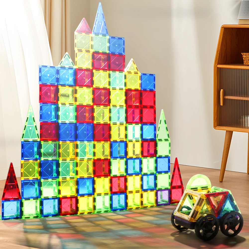 Romboss Magnetic Building Blocks ชุดแม่เหล็กแผ่นก่อสร้างอาคารปริศนากระเบื้องเด็กผู้หญิงเด็ก Montessori ของเล่นของขวัญ