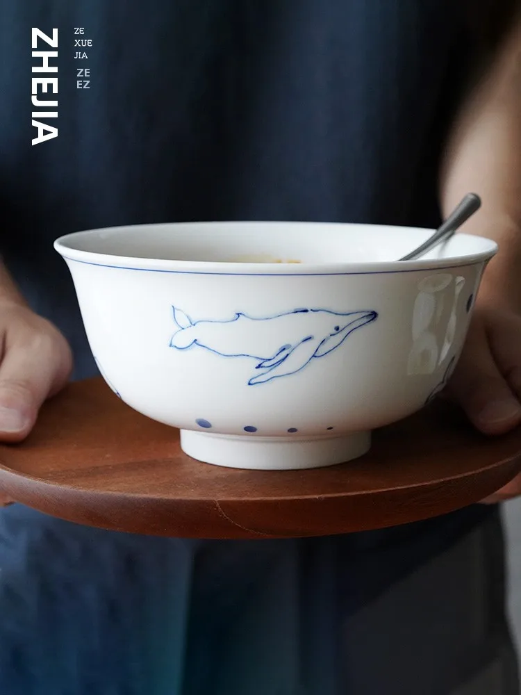 

Набор из двух сине-белых керамических чаш ручной росписи в традиционном китайском стиле, круглой формы, для повседневного использования, подарок на новоселье.