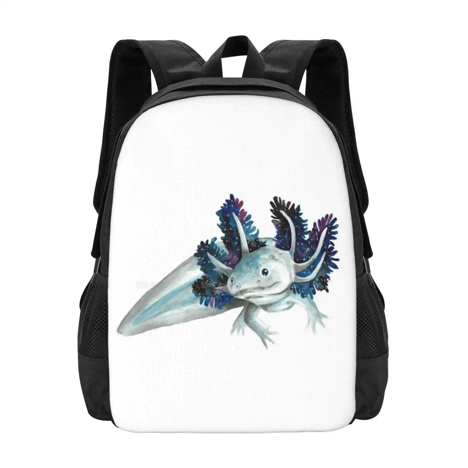 Kosmischer Axolotl Rucksack für Schüler Schule Laptop Reisetasche Haustier Axolotl Axie Galaxie einzigartige Axolotl Kunst Axolotl Haustier Ashley