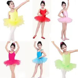 Ropa de baile de encaje sin mangas para niños, faldas de Ballet con tirantes, disfraces de baile para niñas, ropa de ejercicio, vestidos mullidos de princesa pequeña