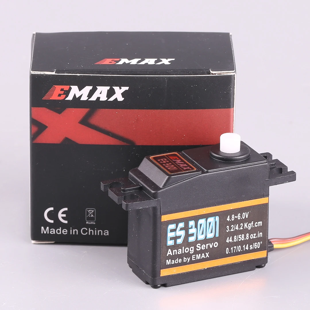EMAX ES3001 Standard Analog Servo 4.8-6.0V 43g Plastic Gear for RC Helicopter Boat Airplane - Lightweight Remote Control Servo