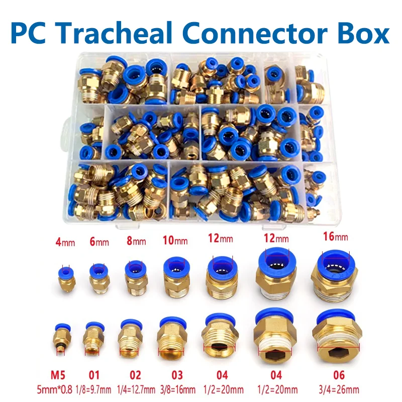 

PC Series Boxed Air Joint Connectors Hose Tube Pneumatic Fittings Push in Quick Release Couplings1/4 1/8 PC6-02 PC8-02 PC10-02