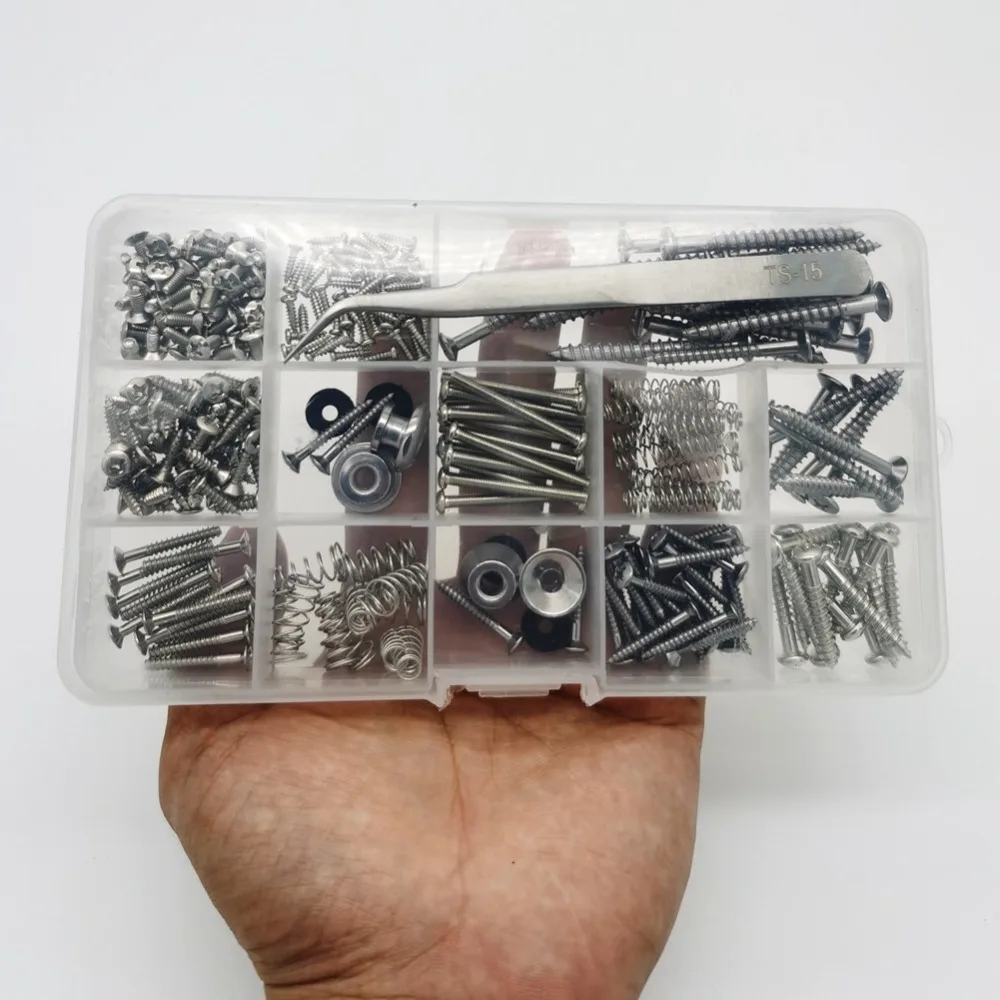 Stainless steel Guitar Screw Kit Plastic Organizer Box Luthier's Tools 9 Types Guitar Screws Set Guitar Accessories