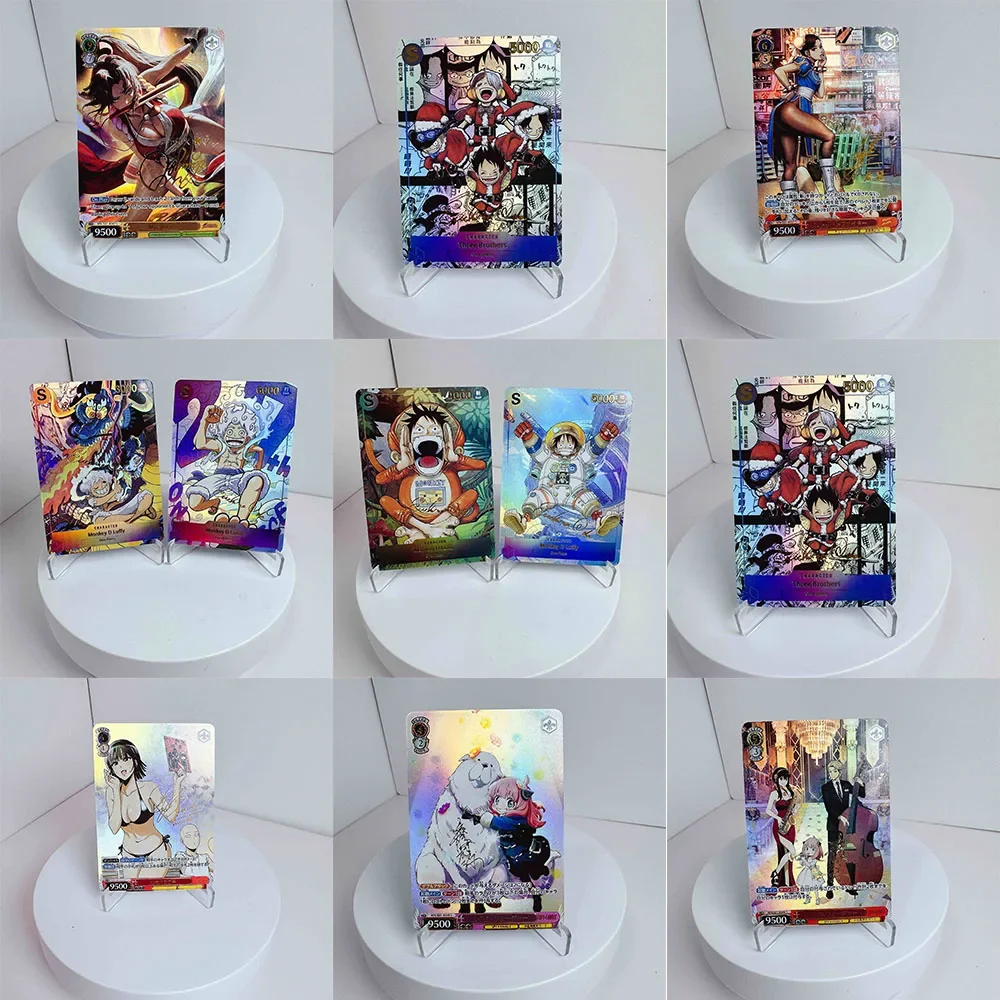 Dragon Ball One Piece One Punch Man Demon Slayer Refracted Foil Texture Collector Card Luffy Ania Saitama Son Goku Holiday gift