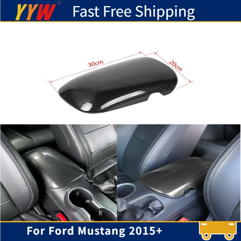 

Автомобильная консоль, подлокотник, чехол, украшение для Ford Mustang 2015+, углеродное волокно, внутренняя отделка подлокотника, автомобильные аксессуары ﻿