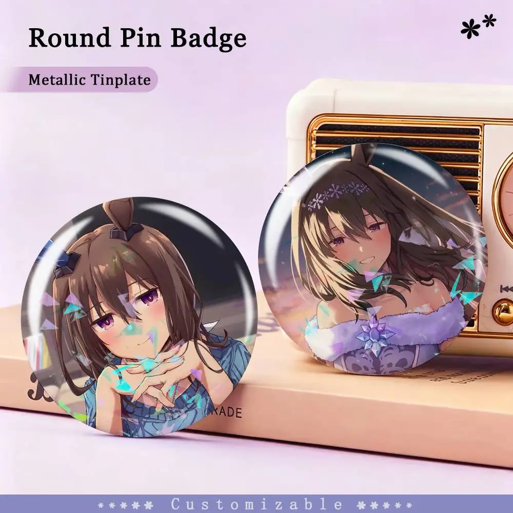 Umamusume-P-D A-Admire Vega Custom Tinplate Round Button Badges Pins Brooches for Clothes Backpack