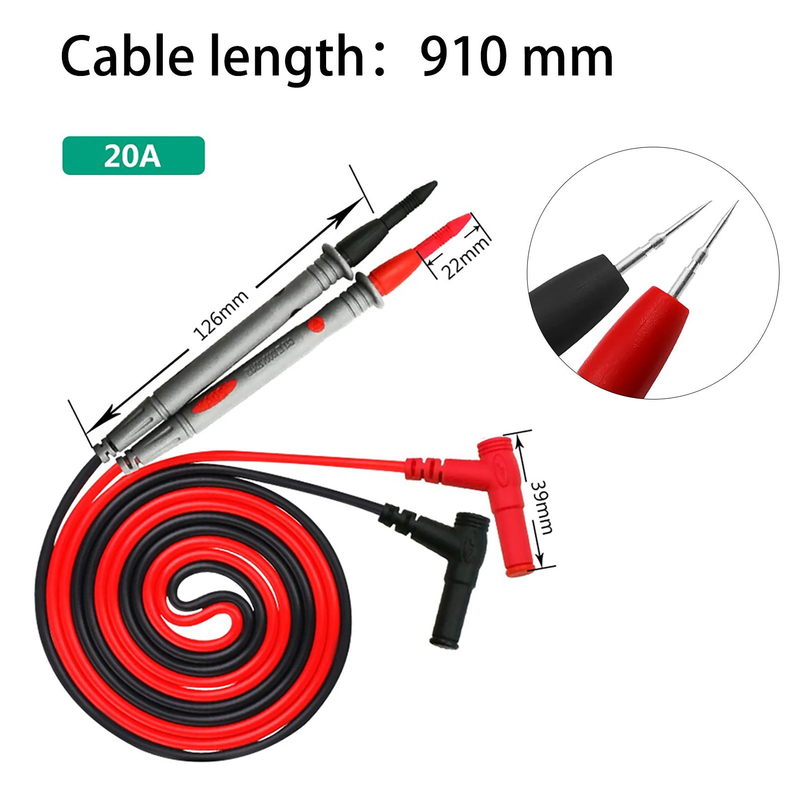 Multimetro voltmetro cavo Tester ad ago Ultra Fine cavo di prova sonda unico per apparecchiature elettriche forniture di prova corrente 20A