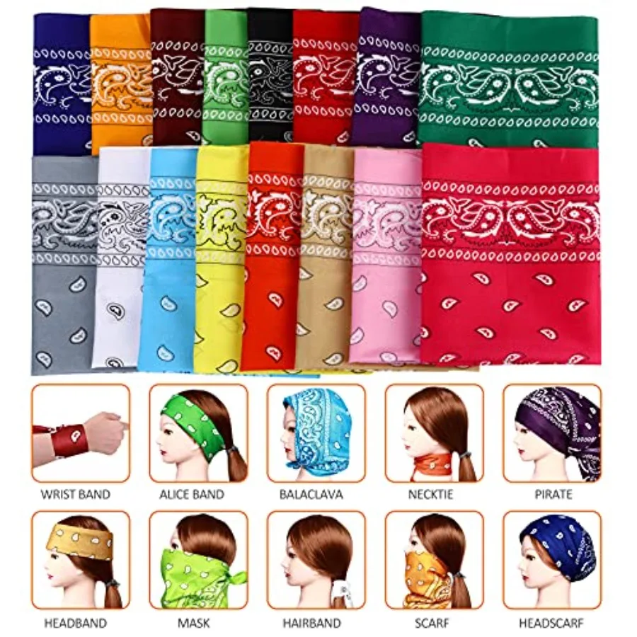16pcs Bandanas MultiPurpose Party Outdoor Favor Scarf Headband Handkerchiefs for Unisex Women Men Boy Girls Versatile and Styli