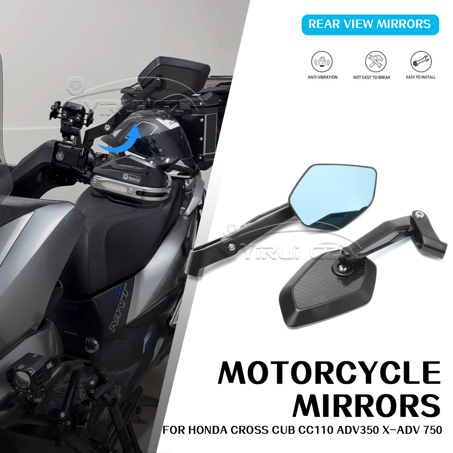 オートバイバックミラー ホンダ クロスカブ CC110 ADV350 X-ADV 750 バックミラー サイドミラー ブルーライトアンチグレアミラー ADV 350