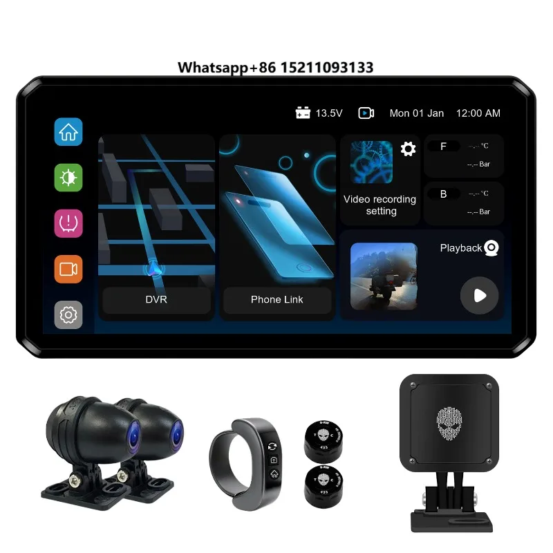 AlienRider M2S Smart Dash for Motorcycle with 77G Radar Blind Spot Detection and HD Streaming Rear View