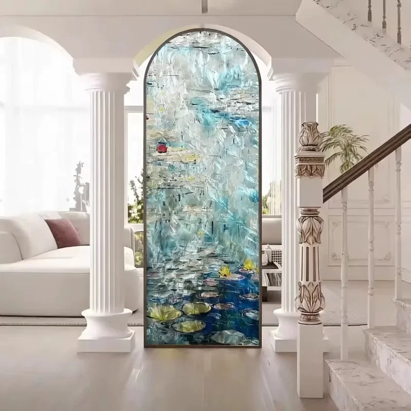Handmade Filigree Enamel Glass Room Divider American Luxury Living Room Entrance Partition Translucent Decorative Screen