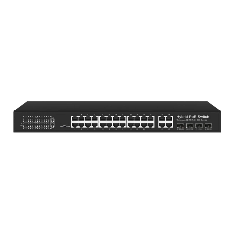 Gigabit uplink BT PoE switch 4*1000M TP/SFP Combo ports and 24*1000M PoE ports, 22 ports support IEEE802.3af/at/bt PoE standard,