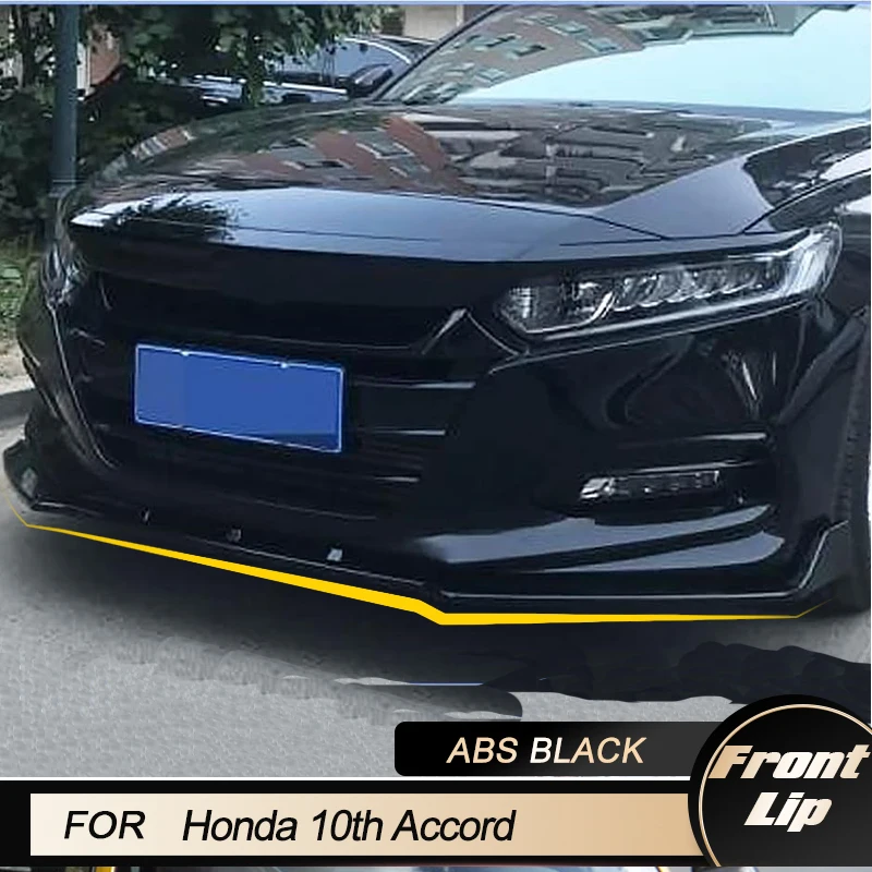 

Car Front Bumper Lip Spoiler for Honda 10th Accord 2018-2021 Front Lip Chin Apron Protector Splitters Body Kits ABS Gloss Black