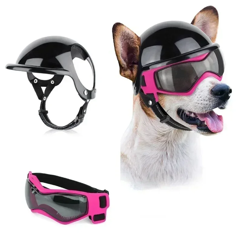 Dog Goggles for Small Dogs with Helmet Dog Sunglasses and Helmet Set for Small Medium  Outdoor Driving Walking Black