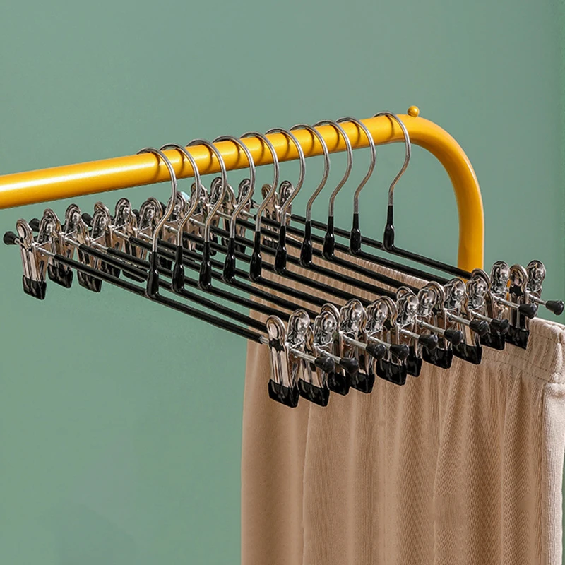 

Pants Skirt Hangers Multi-purppose Heavy Duty Slim Hanging Rack with Metal Clips Laundry Drying for Cloth Rotating Swivel Hook