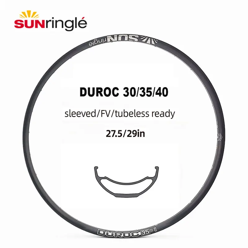 

Mountain Bike Rims, Sunringle Durac, Sleeved ,Welded, Aluminum Tubeless Ready for DH, XC, TR, AM, 30, 35, 40, 27.5, 29 Inch, 32H