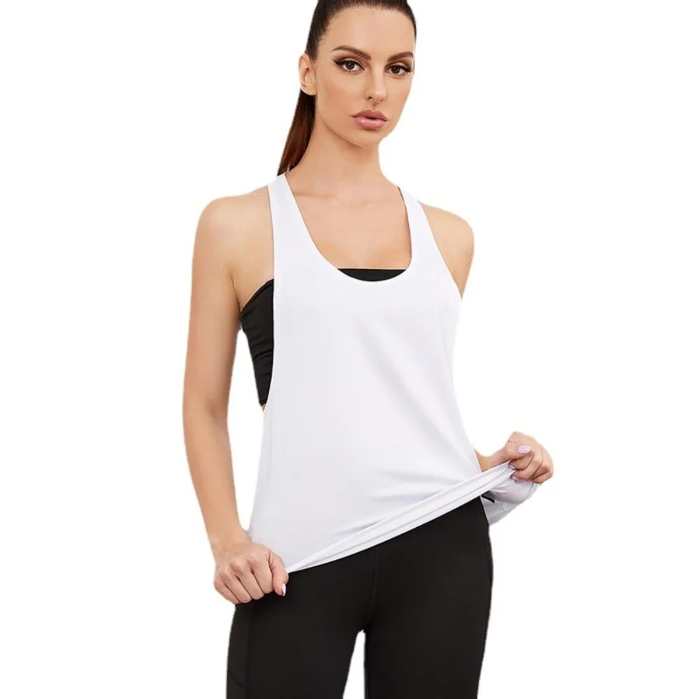 I-shaped Sports Vest Short-sleeved Women's Sleeveless Loose Running Yoga Fitness Clothing T-shirt Top Cover Wear Quick Drying