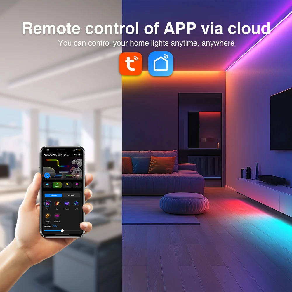 GLEDOPTO Wifi SPI Pixel Controller RGBCCT RGB RGBW DC5-24V DIY Lighting Effect Music Sync Work with Various IC Chipset
