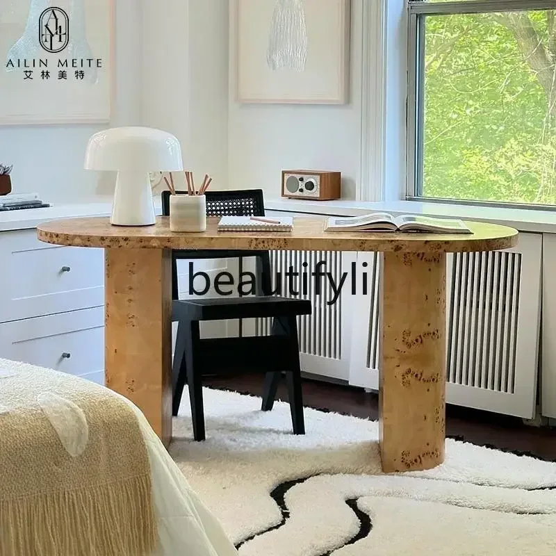 

11841Q Q Medieval style creative solid wood desk designer minimalist study high-end light luxury desk