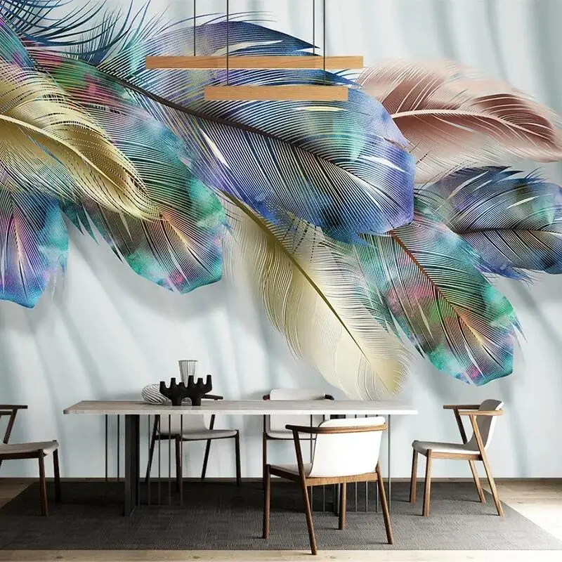 

Custom 3D Photo Wallpaper Colorful Feather Art Mural Fashion Living Room Bedroom Dining Room Wall Murals Wallpaper Wall Covering