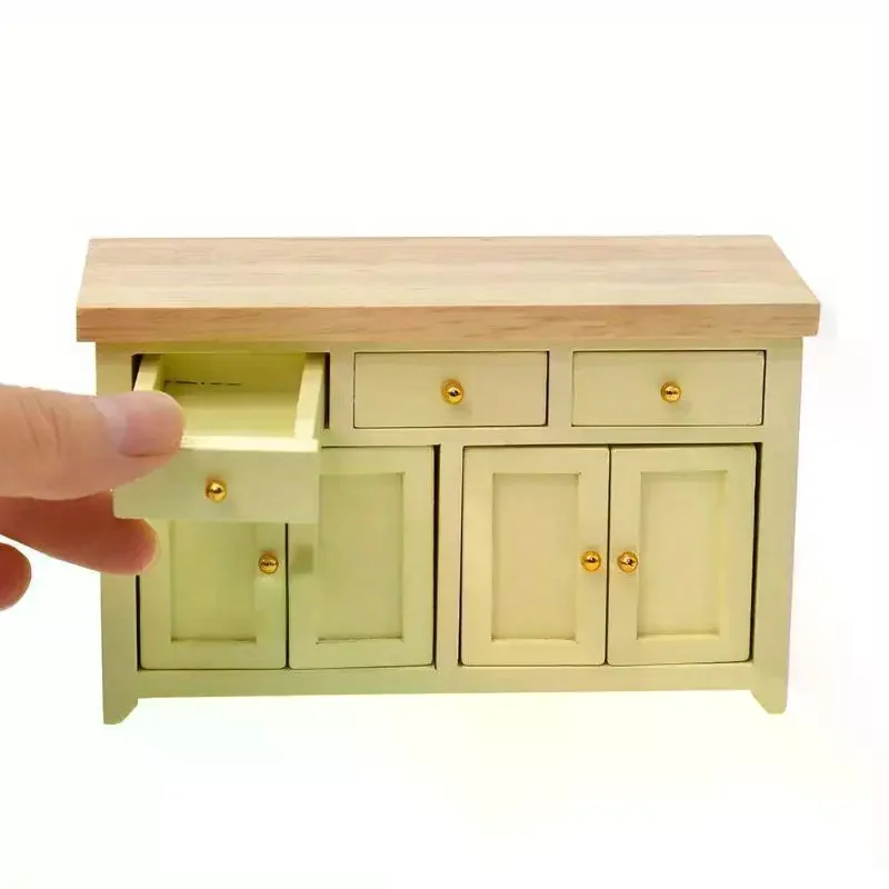 

1Pcs 1/12 Scale Dollhouse Cabinet Living Room Miniature Birch Doll House Simulation Storage Cabinet DIY Accessories