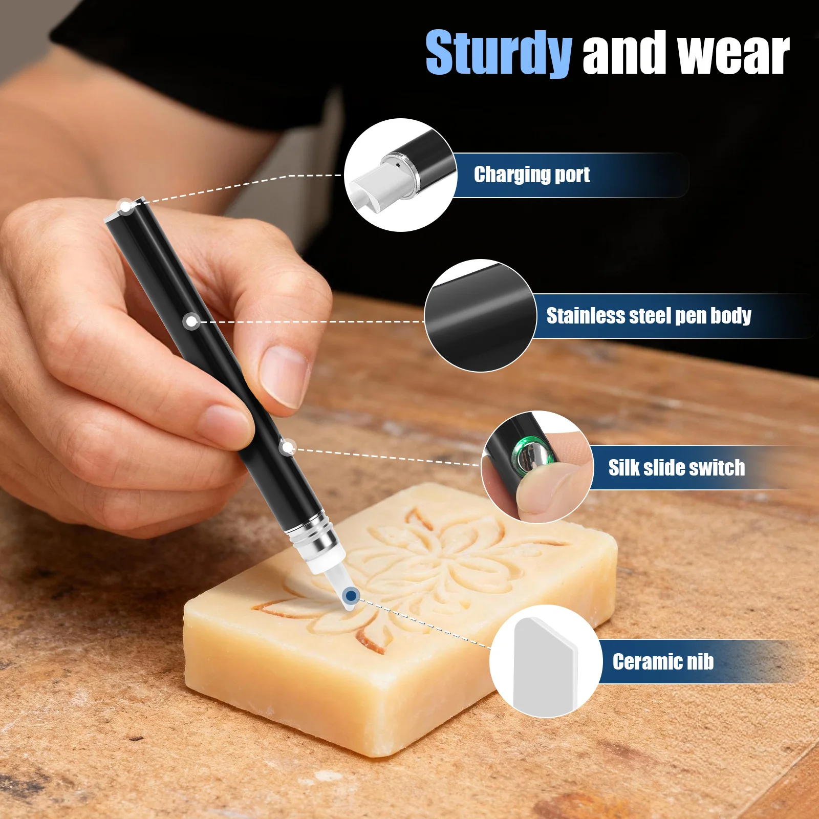 Electric Hot Knife Multifunctional Portable Hot Cutting Knife with Ceramic Blade for Food Plastic Concentrates Cutting Carving image 3